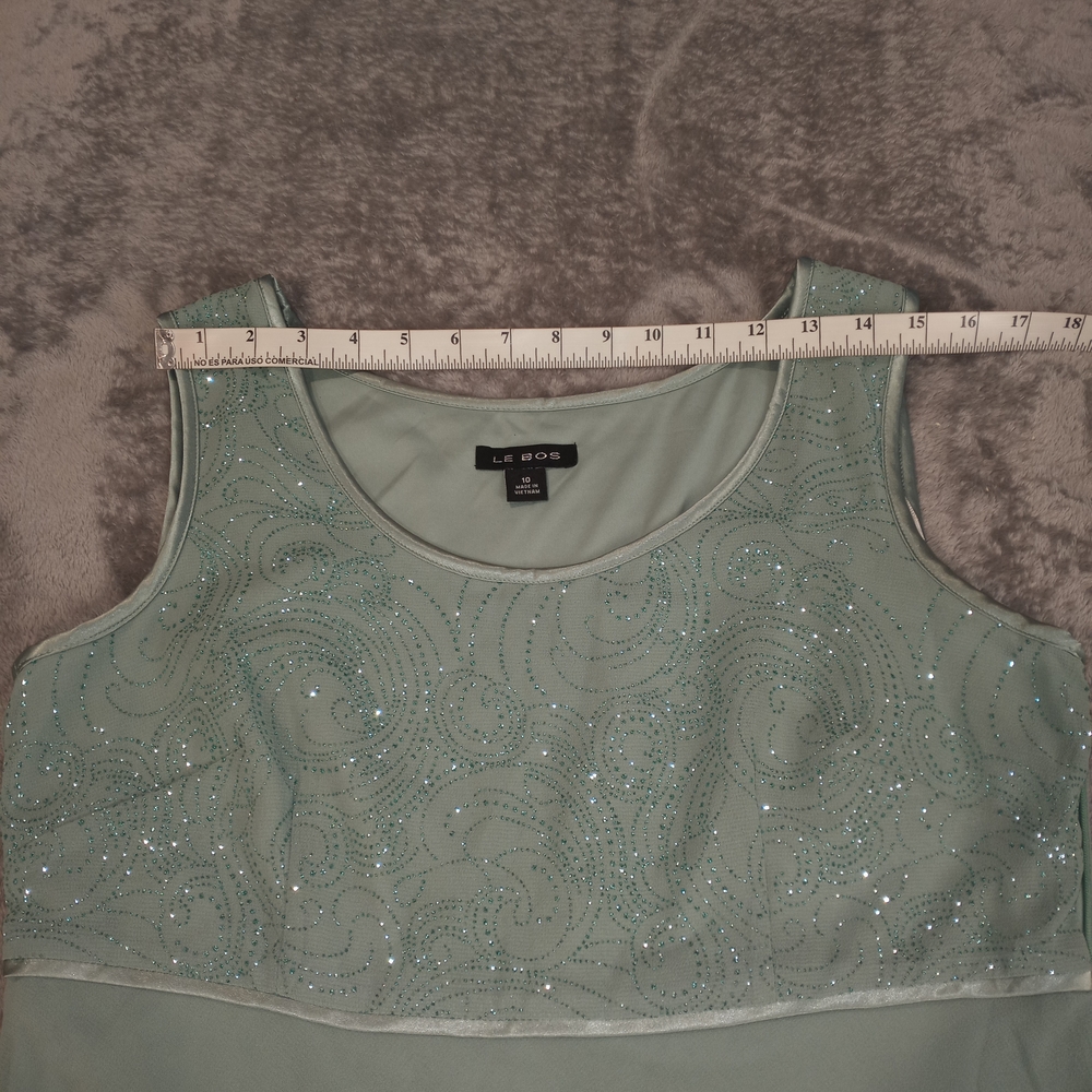 LE BOS Elegant Women's Light Green Dress Suit Size 10 - Picture 8 of 16